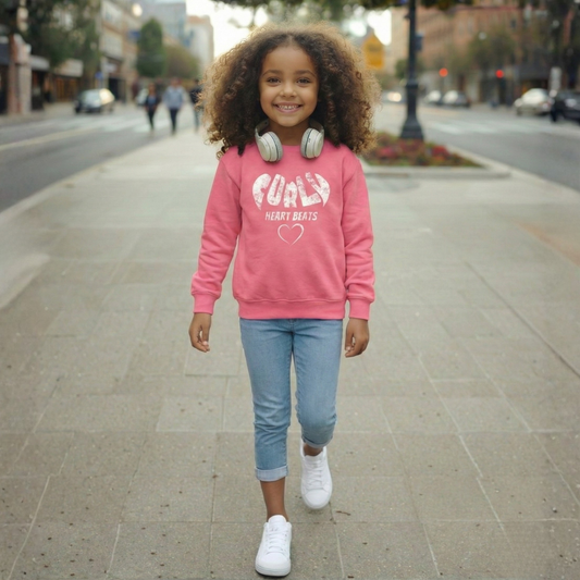 Curly Heart Beats – Kids Curly Hair Graphic Sweatshirt | Curlability